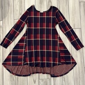 Umgee Plaid Long Sleeve Fit and Flare Tunic Top or Mini Dress Cottagecore Fall M